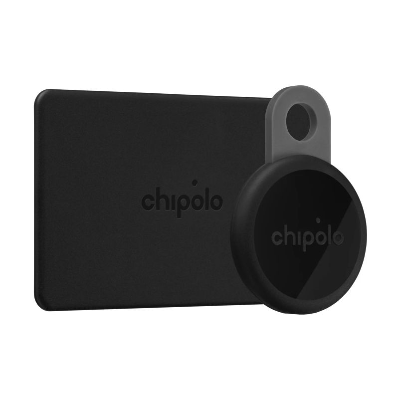 Chipolo CARD & LOOP Rechargeable Bluetooth Tracker for iOS & Android, Charcoal Bundle