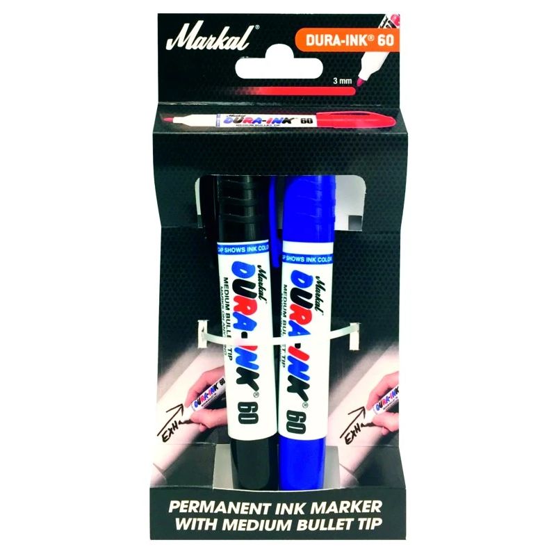 Markal markerid Dura-Ink 60, must ja sinine, 2 tk