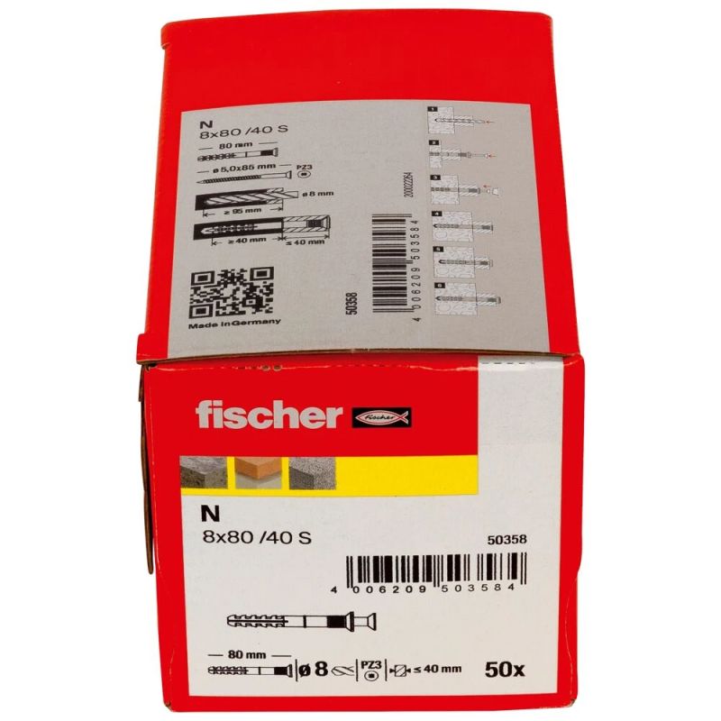 Lööktüübel N S 8x80-40 mm, Fischer 50 tk.