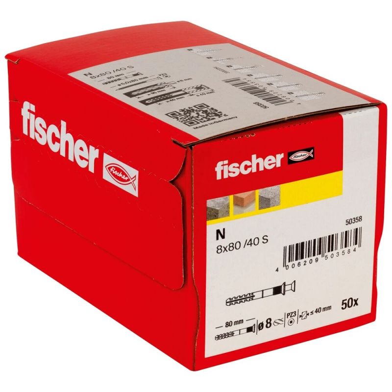 Lööktüübel N S 8x80-40 mm, Fischer 50 tk.