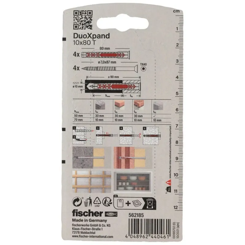 DuoXpand skrūve un kontaktdakša 10x80 T, 4 gab.