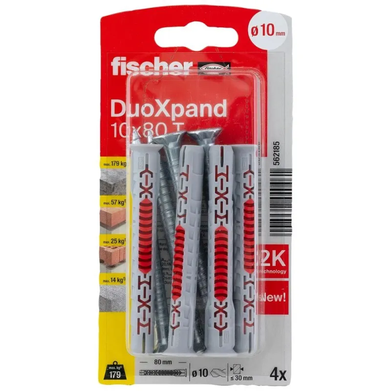 DuoXpand skrūve un kontaktdakša 10x80 T, 4 gab.