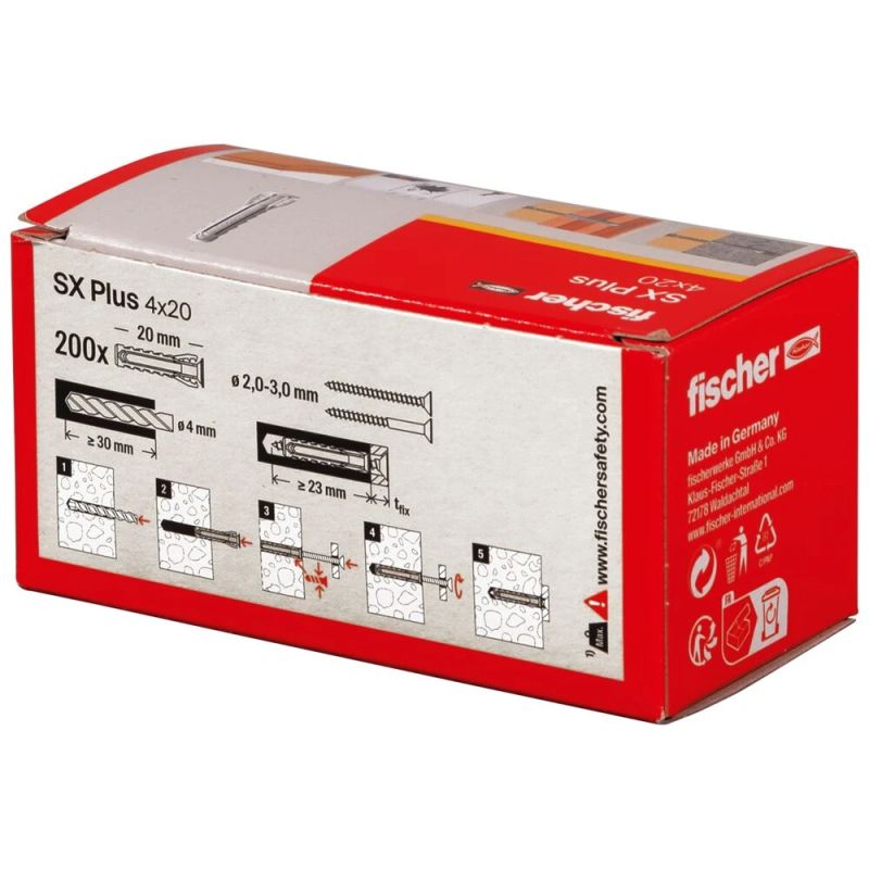 Fischer universaalne tüübel SX Plus 4x20 mm, 200 tk