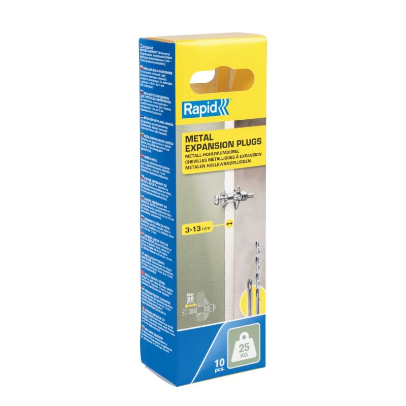 Enkuri 3-13 mm biezām sienām, Rapid, 10 gab., maksimālā slodze 25 kg.