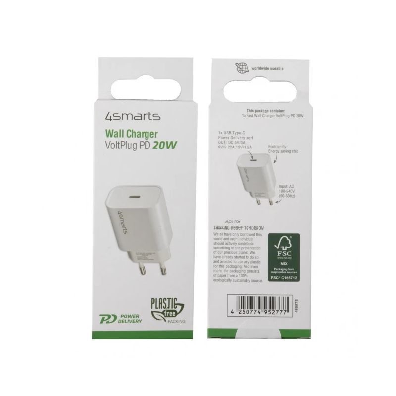 Wall Charger ,without cable, VoltPlug PD 20W, white