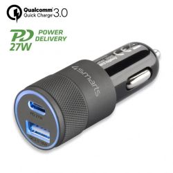 Car Charger Rapid+ 27W with Quick Charge, grey - black
