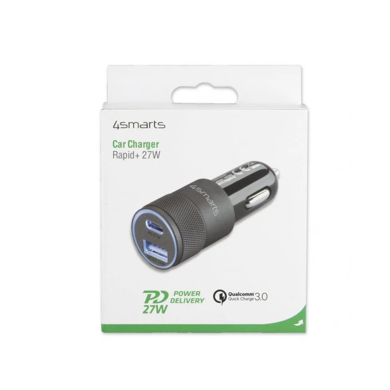 Car Charger Rapid+ 27W with Quick Charge, grey - black