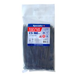 SPECIALIST+ nylon cable ties, black, 2.5x160 mm, 100 pcs
