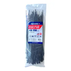 SPECIALIST+ nylon cable ties, black, 4.6x250 mm, 100 pcs