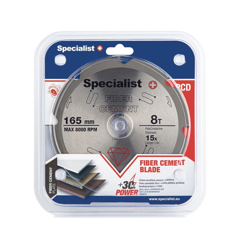 SPECIALIST+ griešanas disks šķiedru cementam, 8T 165 x 20 mm