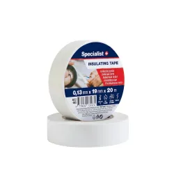 SPECIALIST+ PVC electric tape, white, 0.13mmx19mm x 20m