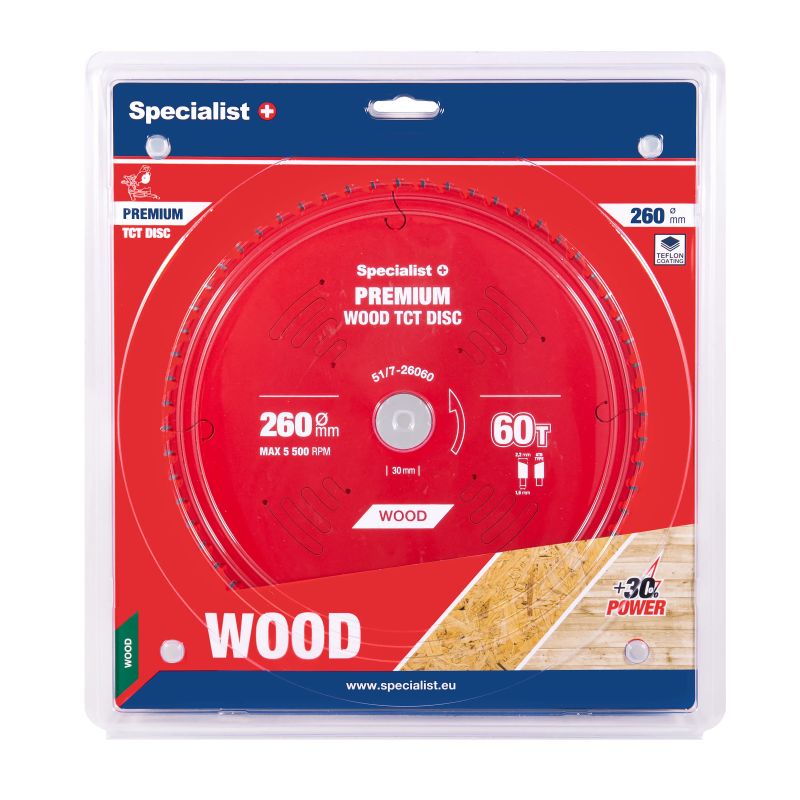 Griešanas disks 260x60Tx30mm, Wood PREMIUM, SPECIALIST+