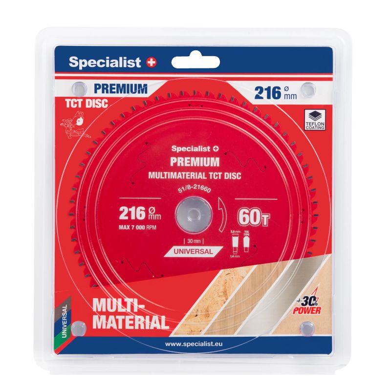 Griešanas disks 216x60Tx30mm, Multimaterial PREMIUM, SPECIALIST+