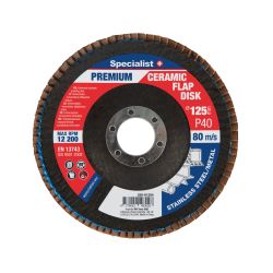 Flap sanding disc 125 mm, P40, Ceramic PREMIUM, SPECIALIST+