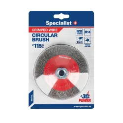 Wire brush wheel, straight wire, 115 mm, M14, SPECIALIST+