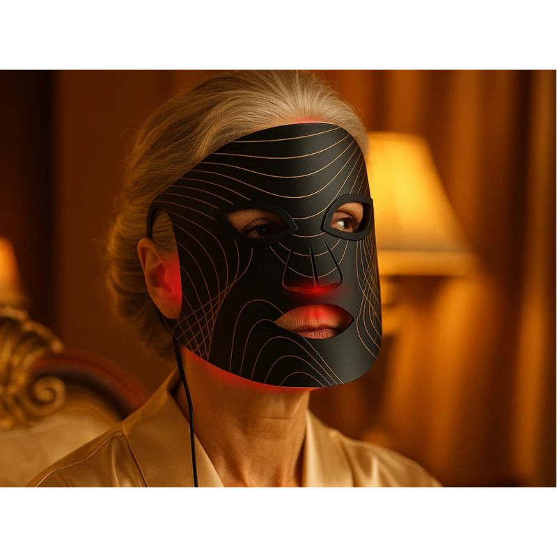 Lunni 7 colors LED and Near-Infrared Light Silicone LED Facial Mask Black