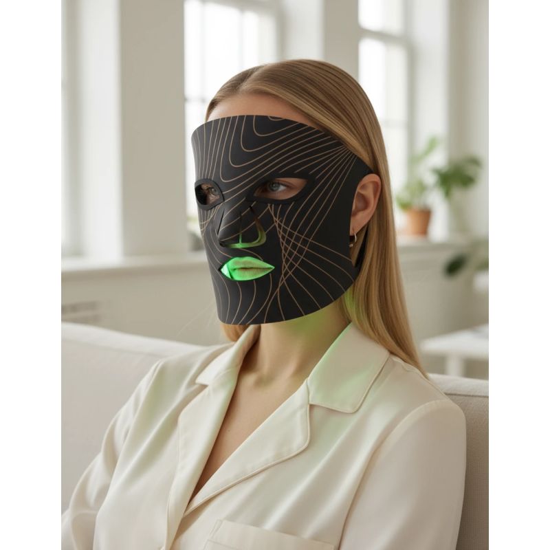 Lunni 7 colors LED and Near-Infrared Light Silicone LED Facial Mask Black