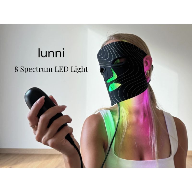 Lunni 7 colors LED and Near-Infrared Light Silicone LED Facial Mask Black