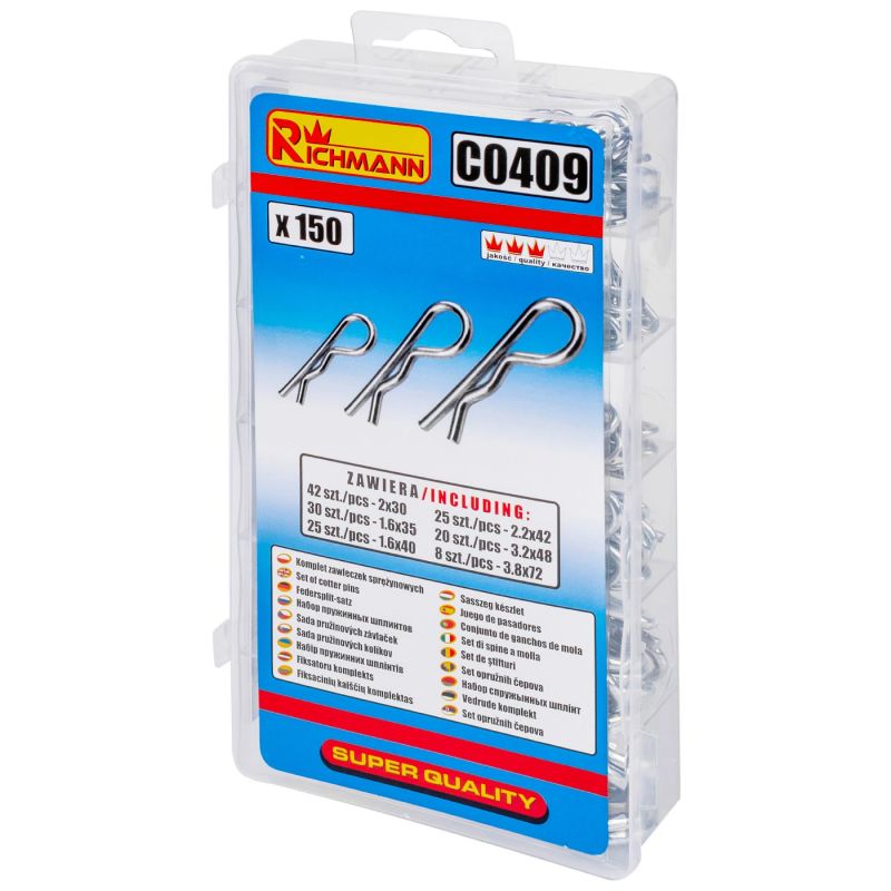 Atsperes fiksatoru komplekts 150 gab