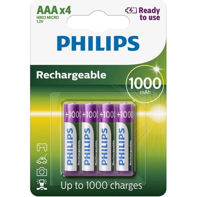 Baterija Philips AAA lādējama 4gb