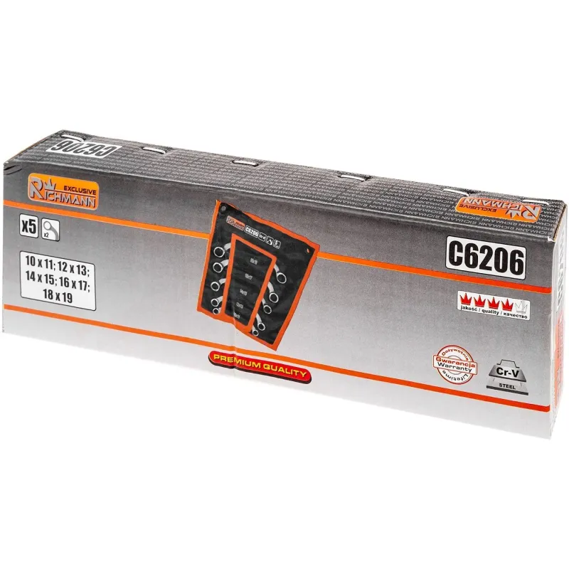 Lenkti raktai 10 mm - 19 mm, 5 vnt.