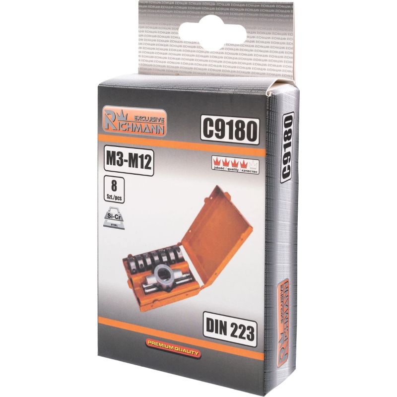 Vītņurbju komplekts M3-M12, 8 gabali