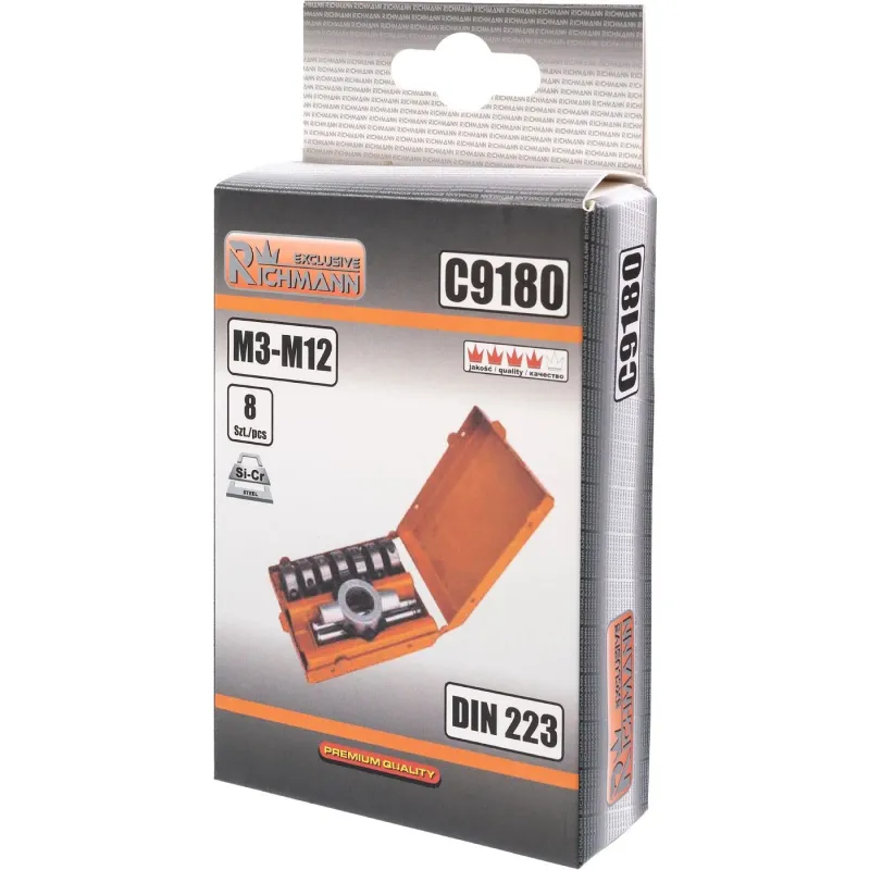 Vītņurbju komplekts M3-M12, 8 gabali