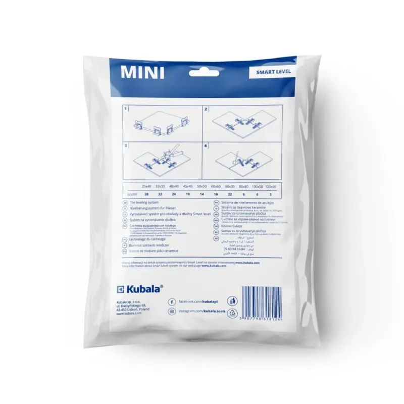 Gludināšanas sistēma Kubala mini, 1 mm. 100 gab.