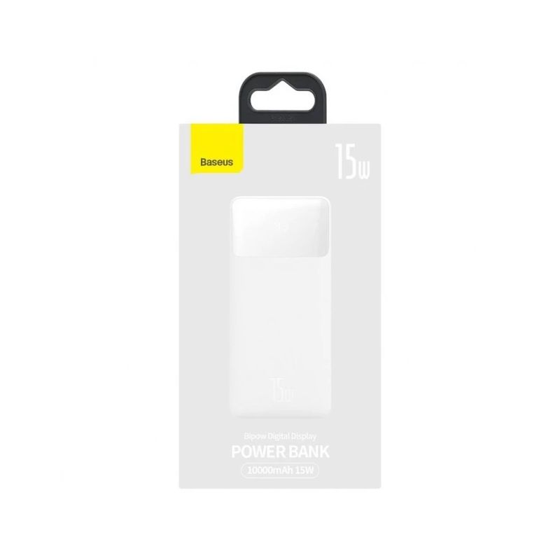 Baseus Bipow powerbank with display 10000mAh 15W ,Overseas Edition, White