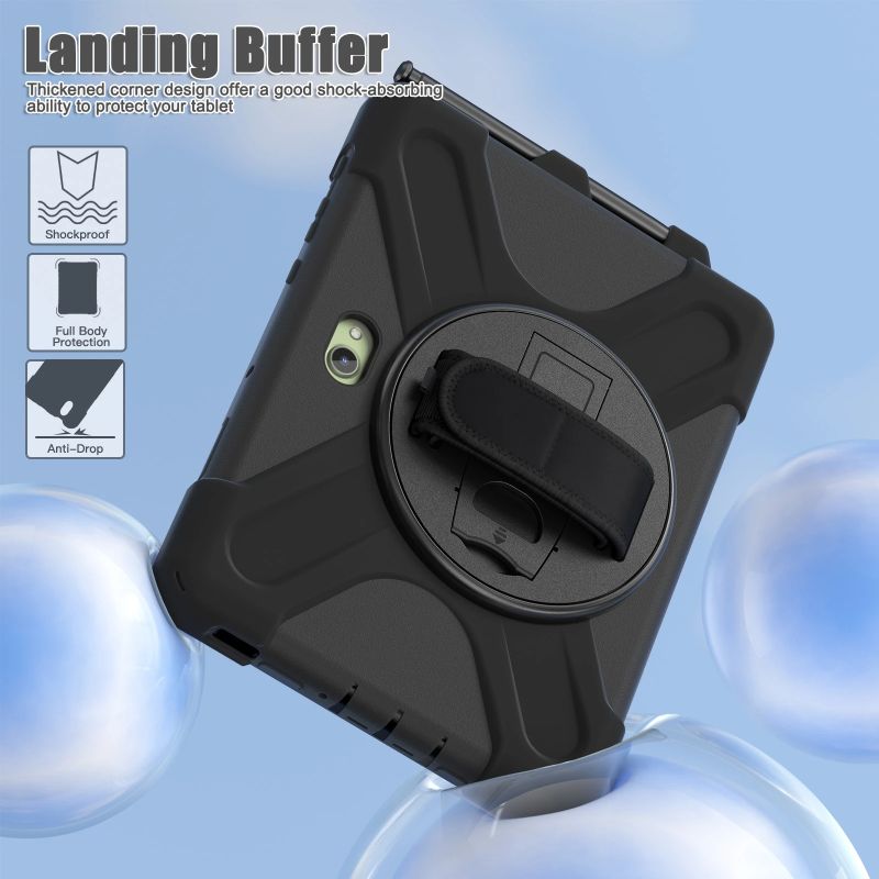 JM Rugged Case Grip for Samsung Galaxy Tab Active Pro- Active4 Pro- Active5 Pro with a strap Black