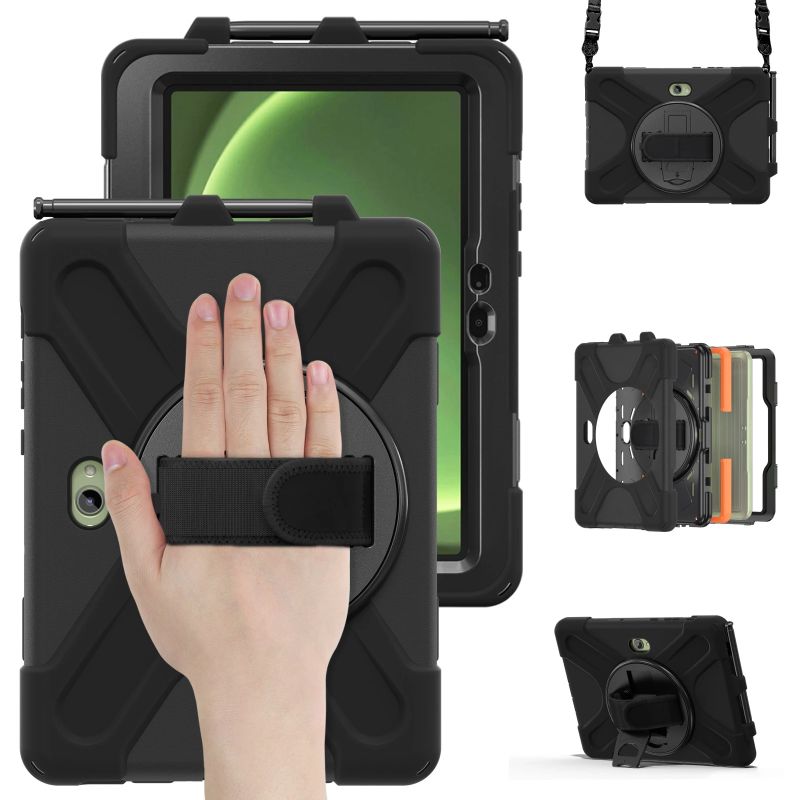 JM Rugged Case Grip for Samsung Galaxy Tab Active Pro- Active4 Pro- Active5 Pro with a strap Black