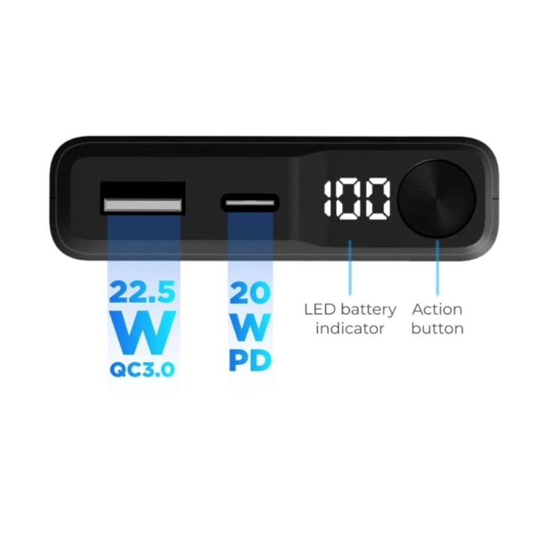 Ksix Magnetic Powerbank 10000 mAh 22,5W, Black