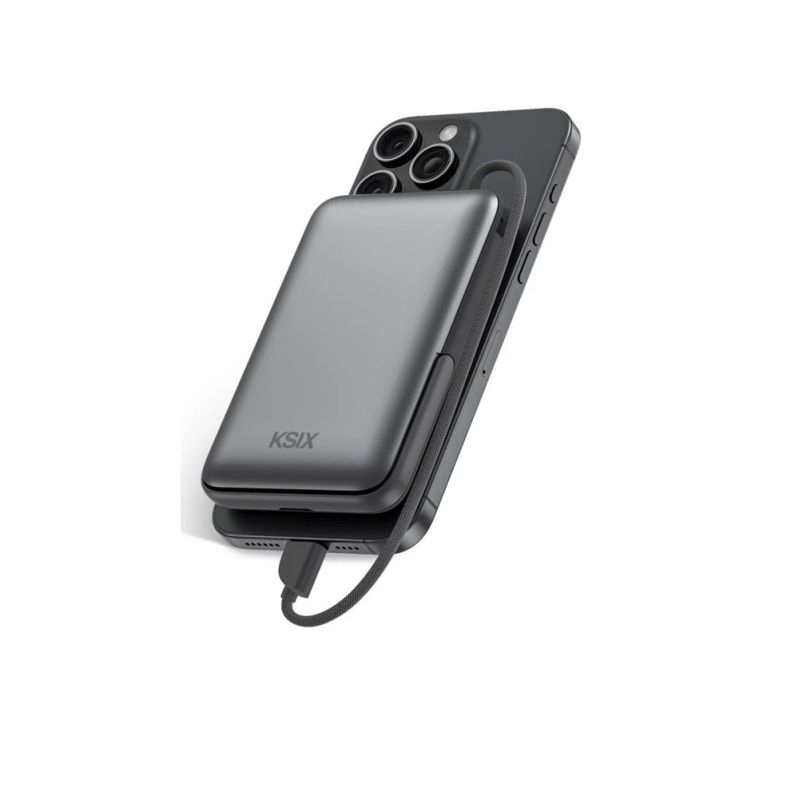 Ksix Magnetic Power Bank 10000 mAh, 22.5W for iPhone and Apple watch, Grey