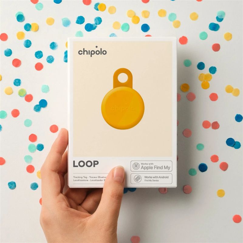 Chipolo LOOP – Rechargeable Bluetooth Tracker with Silicone Loop for iOS & Android, Honey