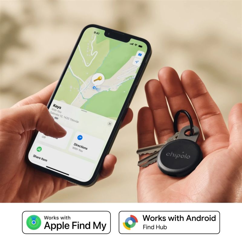 Chipolo LOOP – Rechargeable Bluetooth Tracker with Silicone Loop for iOS & Android, Charcoal