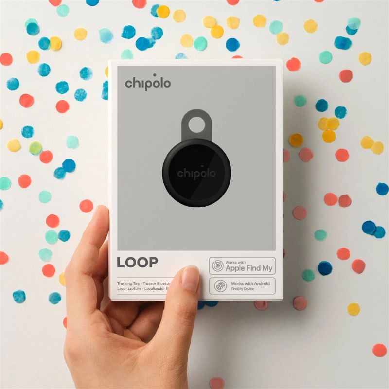 Chipolo LOOP – Rechargeable Bluetooth Tracker with Silicone Loop for iOS & Android, Charcoal