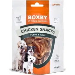 BOXBY CHICKEN SNACKS 100g - UZKODAS KUCĒNIEM UN PIEAUGUŠIEM SUŅIEM ,100% VISTA,