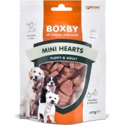 BOXBY MINI HEARTS PUPPY&ADULT 100gr - MINI SIRSNIŅAS KUCĒNIEM UN PIEAUGUŠIEM SUŅIEM ,VISTA UN ZIVIS,