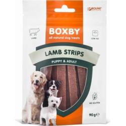 BOXBY LAMB STRIPS PUPPY&ADULT 90g - JĒRA GAĻAS ŠĶĒLĪTES KUCĒNIEM UN PIEAUGUŠIEM SUŅIEM 90gr
