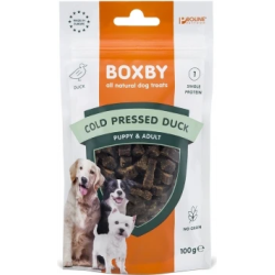 BOXBY COLD PRESED DUCK TREAT 0.100KG - BOXBY AUKSTĀS PRESĒŠANAS GARDUMS SUŅIEM AR PĪLI 100gr