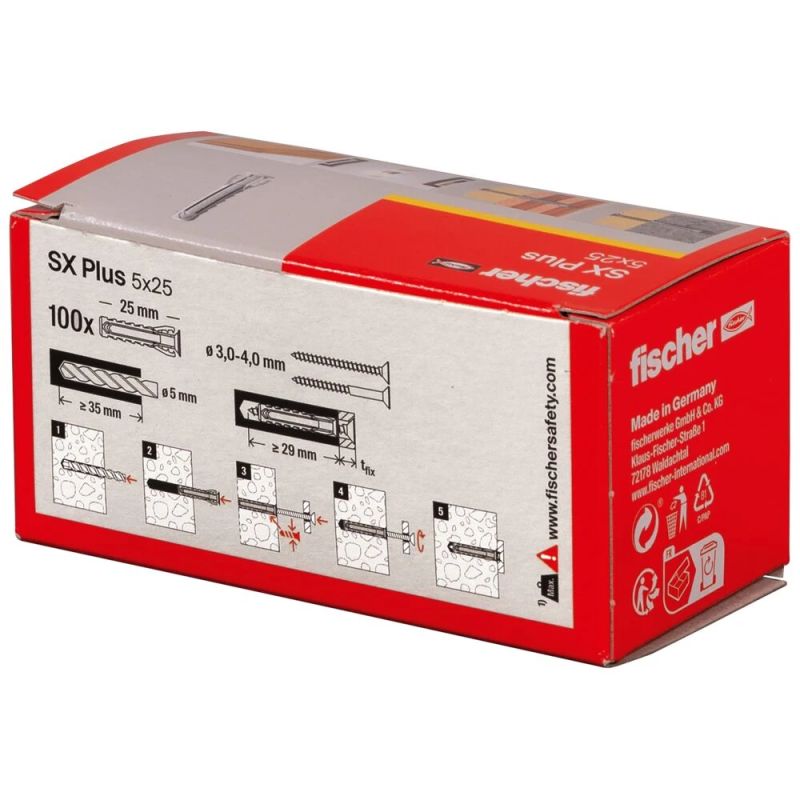 fischer Expansion plug SX Plus 5 x 25 mm, 100 pcs.