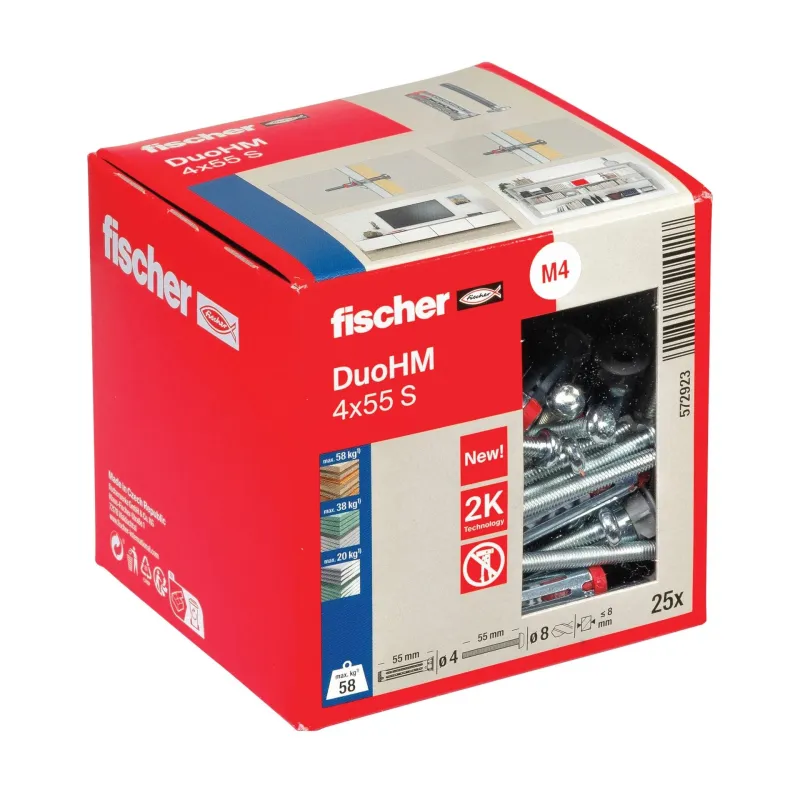 Dobto konstrukciju stiprinājums DuoHM 4x55 S PH TX, Fischer, 25 gab.