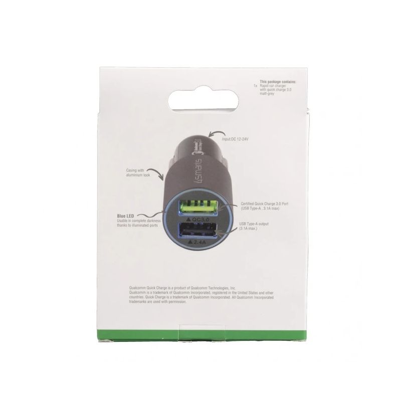 Car Charger Rapid 30W with Quick Charge, matt grey