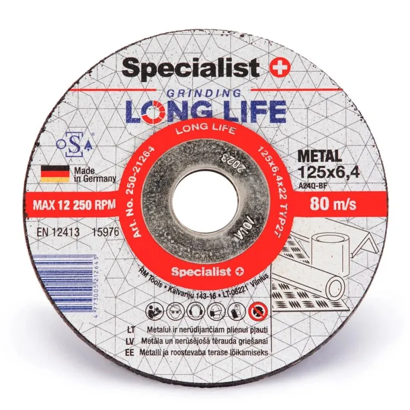 SPECIALIST+ slīpēšanas disks LONG LIFE, 125 x 6.4 x 22 mm