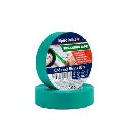 SPECIALIST+ PVC electric tape, green, 0.13mmx19mm x 20m