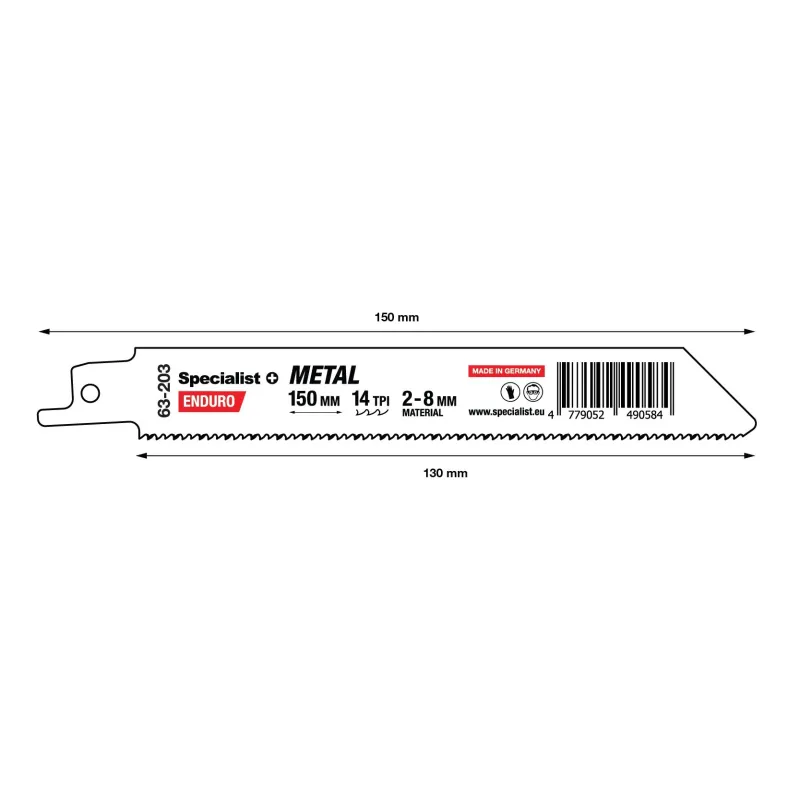 SPECIALIST+ metal reciprocating saw blade BI-METAL, 150 mm, 14 TPI