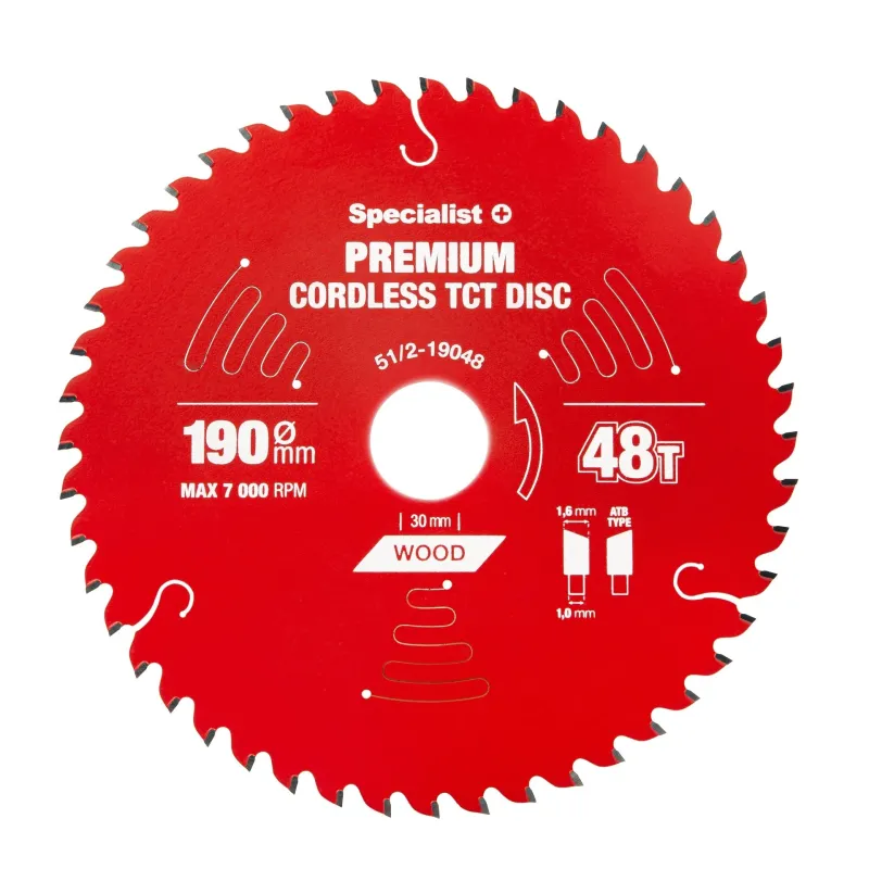 Pjovimo diskas 190x48Tx30mm, Cordless PREMIUM, SPECIALIST+