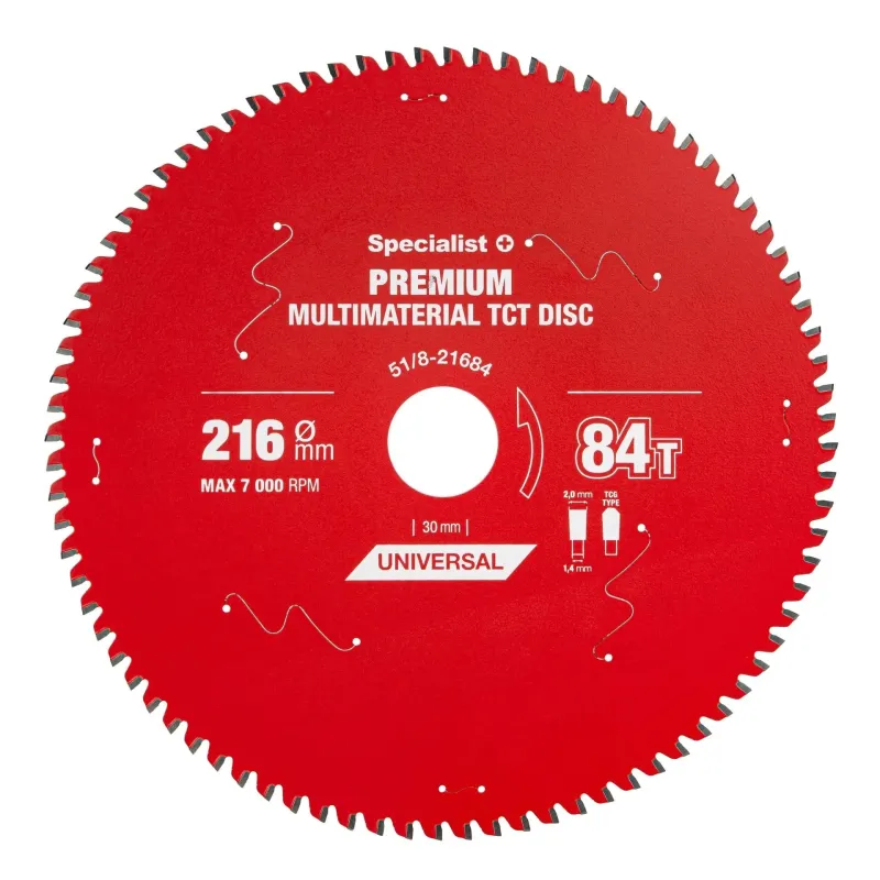 Pjovimo diskas 216x84Tx30mm, Multimaterial PREMIUM, SPECIALIST+