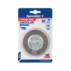 Wire brush wheel, straight wire, with shank, 75 mm, SPECIALIST+