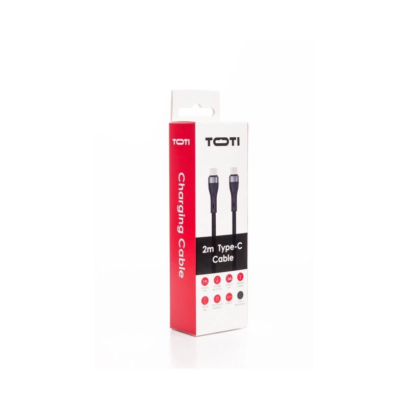 SEEK TOTI Type-C to Type-C, 2m Braided Cable 3A,Black